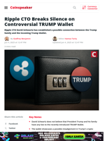 Ripple CTO Breaks Silence on Controversial TRUMP Wallet - Coinspeaker
