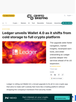 Ledger unveils Wallet 4.0 as it shifts from cold storage to full crypto platform
