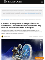 Cardano Strengthens as Dogecoin Faces Limitations, While Remittix Approaches Key Presale Milestone Ahead of August - DailyCoin