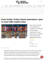 Karin Keller-Sutter blasts lawmakers' plan to ease UBS capital rules