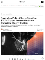 Australian Police Charge Man Over $3.5M Crypto Investment Scam Targeting Elderly Victims - Decrypt