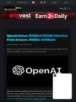 OpenAI Raises $110B at $730B Valuation From Amazon, NVIDIA, SoftBank - Blockchain.News