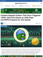Cardano Repeats Pattern That Once Triggered 1500% ADA Price Boom as Little Pepe (LILPEPE) Prepares for 34x Upside