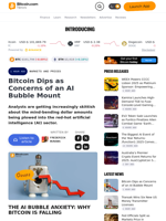 Bitcoin Dips as Concerns of an AI Bubble Mount – Markets and Prices Bitcoin News