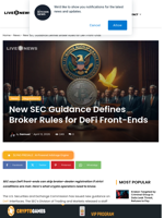 New SEC Guidance Defines Broker Rules for DeFi Front-Ends | Live Bitcoin News