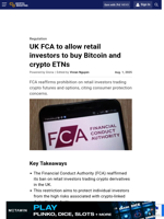UK FCA to allow retail investors to buy Bitcoin and crypto ETNs