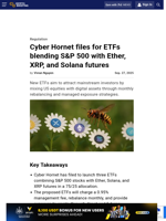 Cyber Hornet files for ETFs blending S&P 500 with Ether, XRP, and Solana futures
