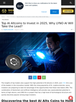 Top AI Altcoins to Invest in 2025, Why LYNO AI Will Take the Lead? | Live Bitcoin News