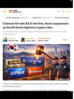 Coinone hit with $3.5 mln fine, faces suspension as South Korea tightens crypto rules - AMBCrypto