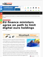 EU finance ministers agree on path to limit digital euro holdings - The Crypto News Wire
