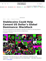 Stablecoins Could Help Cement US Dollar’s Global Dominance: BlackRock - 