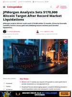 JPMorgan Analysts Sets $170,000 Bitcoin Target After Record Market Liquidations - Coinspeaker