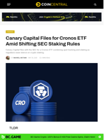 Canary Capital Files for Cronos ETF Amid Shifting SEC Staking Rules - CoinCentral