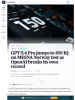 GPT-5.4 Pro jumps to 150 IQ on MESNA Norway test as OpenAI breaks its own record