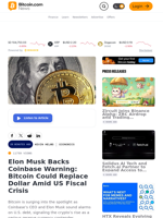 Elon Musk Backs Coinbase Warning: Bitcoin Could Replace Dollar Amid US Fiscal Crisis – Economics Bitcoin News