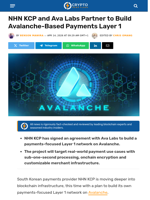 NHN KCP and Ava Labs Partner to Build Avalanche-Based Payments Layer 1