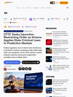 CFTC Seeks Injunction, Restraining Order as Arizona Applies State Criminal Laws to Prediction Markets – Regulation Bitcoin News