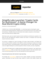 Simplify Labs Launches “Crypto Cards for Businesses”: A Game-Changer for Real-World Crypto Utility