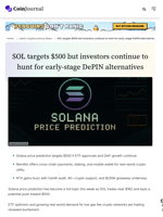 SOL targets $500 but investors continue to hunt for early-stage DePIN alternatives - CoinJournal
