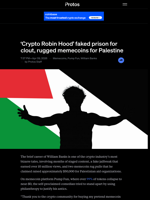 'Crypto Robin Hood' faked prison for clout, rugged memecoins for Palestine