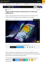 Crypto sentiment sinks to ‘extreme fear’ as Trump says tariffs still on