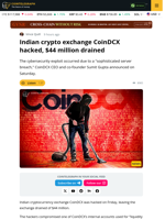 CoinDCX Hacked: Threat Actors Walk Away With $44 Million