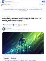Machi Big Brother Profit Tops $30M on ETH, HYPE, PUMP Recovery: Guest Post by Kanalcoin | CoinMarketCap