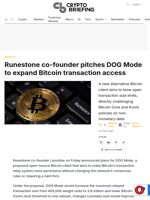 Runestone co-founder pitches DOG Mode to expand Bitcoin transaction access