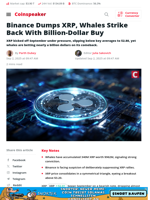 Binance Dumps XRP, Whales Strike Back With Billion-Dollar Buy - Coinspeaker
