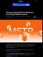 Strategy diluted MSTR by $54M but only bought $46M of bitcoin