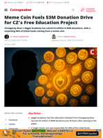 Meme Coin Backs $3M Donation for CZ’s Education Project