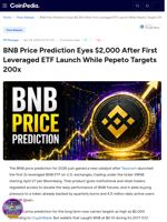 BNB Price Prediction Eyes $2,000 After First Leveraged ETF Launch While Pepeto Targets 200x