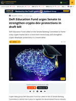 DeFi Education Fund Gives Advice To Senate On Crypto Market Bill