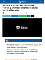 BitGo Launches Institutional Minting and Redemption Service for Stablecoins