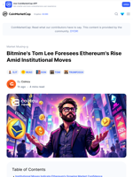Bitmine's Tom Lee Foresees Ethereum's Rise Amid Institutional Moves: Guest Post by Coincu | CoinMarketCap