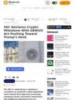 SEC Declares Crypto Milestone With GENIUS Act Pushing Toward Trump’s Desk – Regulation Bitcoin News