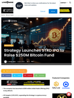 Strategy Launches STRD IPO to Raise $250M Bitcoin Fund | Live Bitcoin News