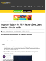 Important Updates for All Pi Network Devs, Users, Investors: Details Inside