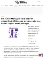SBI Funds Management's $1B IPO subscribed 42 times as investors pile into India's largest asset manager