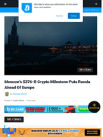 Moscow’s $376-B Crypto Milestone Puts Russia Ahead Of Europe