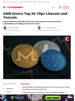 XMR Enters Top 25: Flips Litecoin and Toncoin - Coinspeaker