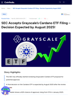 SEC Accepts Grayscale’s Cardano ETF Filing – Decision Expected by August 2025!