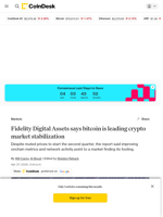 Fidelity Digital Assets sees early stabilization signals in crypto market