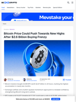 $2.6 Billion Bitcoin Accumulation Sets New Price Target