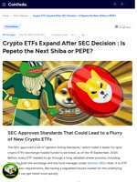 Crypto ETFs Expand After SEC Decision : Is Pepeto the Next Shiba or PEPE?