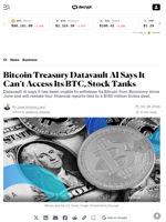 Bitcoin Treasury Datavault AI Says It Can’t Access Its BTC, Stock Tanks - Decrypt