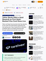 Tether Backs $1M in Gold Rewards as First Gold-Backed Visa Card Goes Live