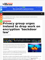 Privacy group urges Ireland to drop work on encryption ‘backdoor law’ - The Crypto News Wire