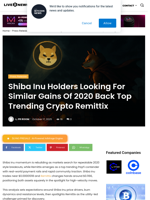 Shiba Inu Holders Looking For Similar Gains Of 2020 Back Top Trending Crypto Remittix | Live Bitcoin News