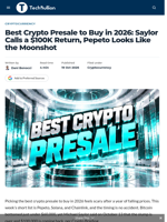 Best Crypto Presale to Buy in 2026: Saylor Calls a $100K Return, Pepeto Looks Like the Moonshot - TechBullion